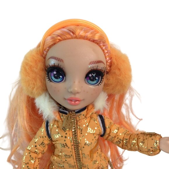 Rainbow High Winter Break Poppy Rowan Orange Doll Skis Ice Skates Stand - Picture 2 of 14